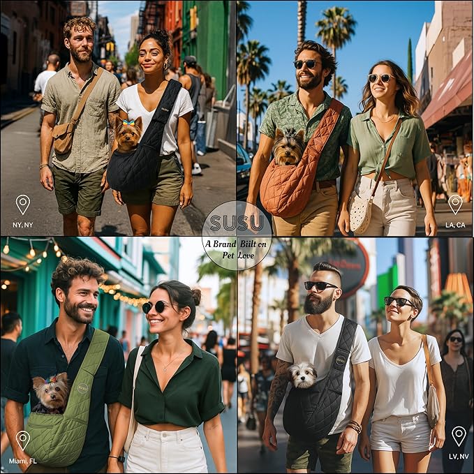 Small Dog Carrier Sling – Copper Brown Hands‑Free 2‑in‑1 Cross‑Body & Handheld Pet Sling for Small Dogs up to 10 lbs, Parachute‑Grade Rip‑Stop Nylon, Padded Strap & Safety Tether