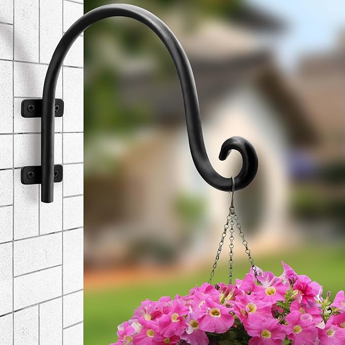 AJART Hanging Plant Hanger Outdoor: Bird Feeder Hangers for Outside - 8 inch Plant Hooks for Hanging Flower Baskets 2 Pieces