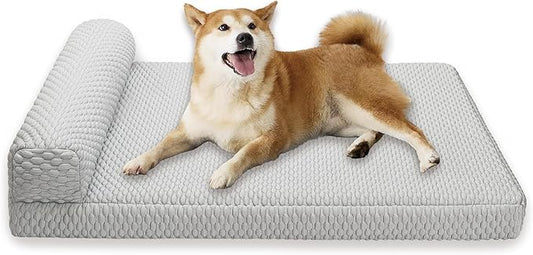 Tinaco Orthopedic Cooling Bed for Large Dogs & Cats, Removable Washable Cover (X-Large, White/Grey)