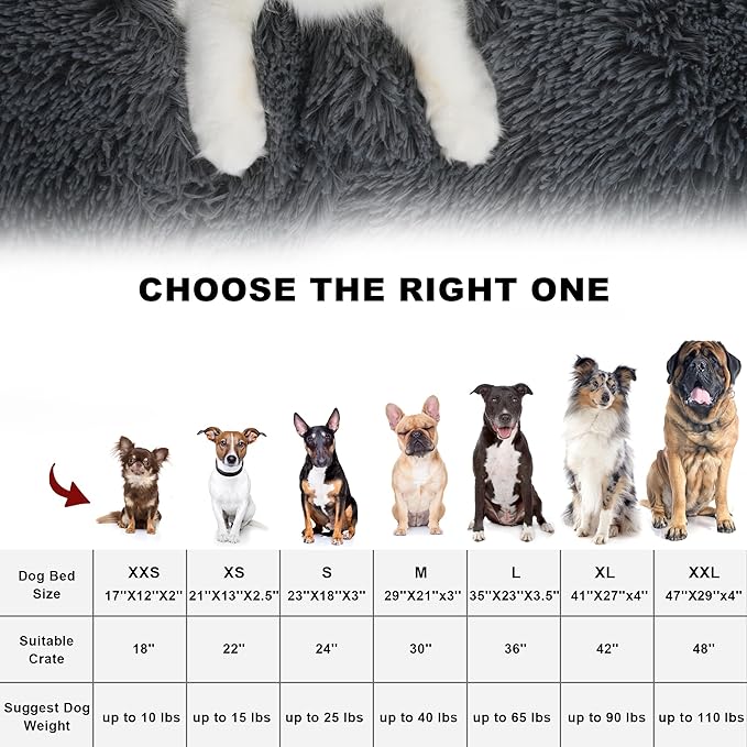 Bedfolks Waterproof Dog Crate Pad, Plush Dog Kennel Bed with Removable Cover, Faux Fur, Washable, 21"x13", Dark Grey