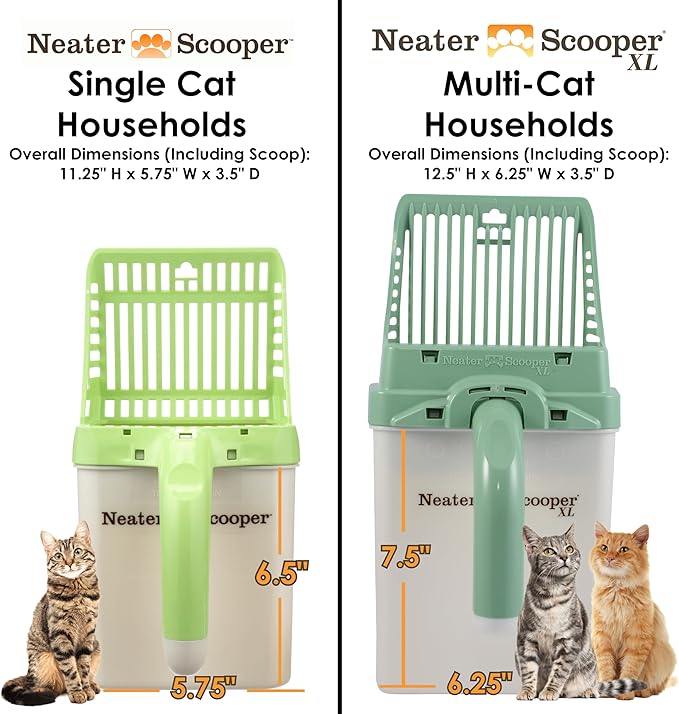 Neater Pet Brands Neater Scooper XL Cat Litter Scoop, 195 Refill Bags – Extra-Large Capacity Mess-Free Cat Litter Scooper with Bag for Large & Multiple Cats, Spill-Proof Litter Box Scooper with Holder
