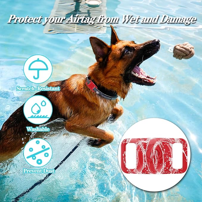 4 Pack Waterproof AirTag Dog Collar Holder Compatible with Apple AirTag, Silicone Hidden Loop Holder for Airtag Tracker, Anti-Lost Dog Collar Air Tag Accessories(Orange,White,Red,Dark Red)