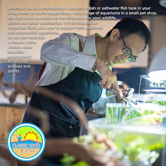 CLASSIC SAND & PLAY Natural Aquarium Sand for Freshwater and Saltwater Tanks, 40 lb. Bag, Improves Filter Life and Filtration Process, Pre-Washed Fine Sand, Rainbow