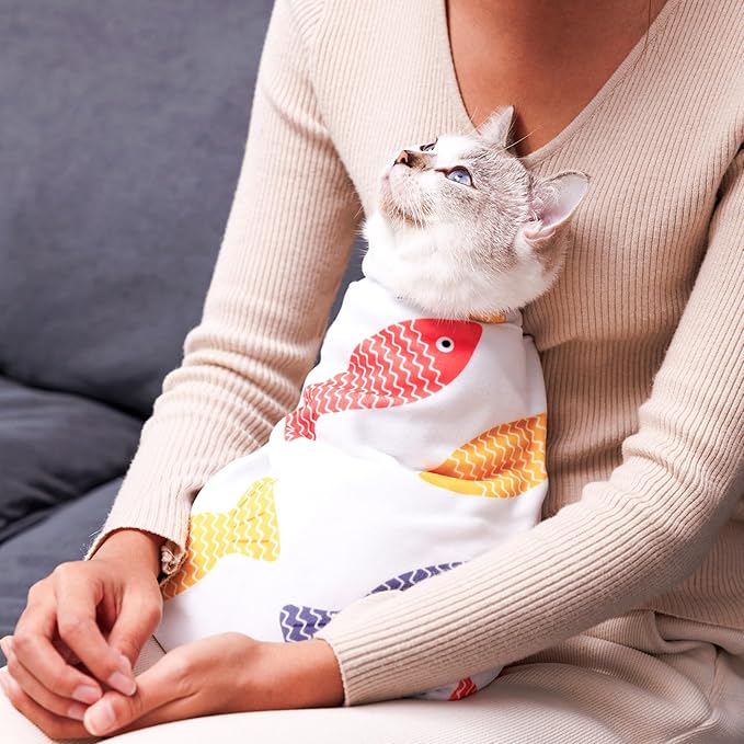 Kiorafoto 27.5" Large Cat Grooming Wrap,Self Adherent Fabric Cat Swaddle Burrito Wrap for Adult Cat & Small Dog, Anti-Scratch Cat Wrap Blanket for Medicine,Nail Trimming,Ear Cleaning,Teeth Brushing