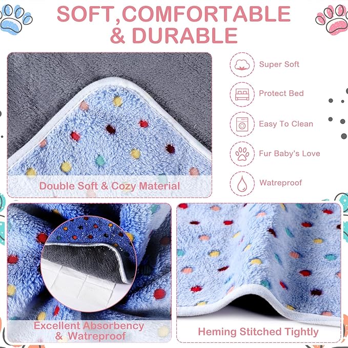 4 Pcs Waterproof Guinea Pig Blankets Washable Small Animal Fleece Bedding Absorbent Guinea Pig Cage Liners Reusable Pet Pee Pad Sleep Mat Pad Cover for Hamster Ferret