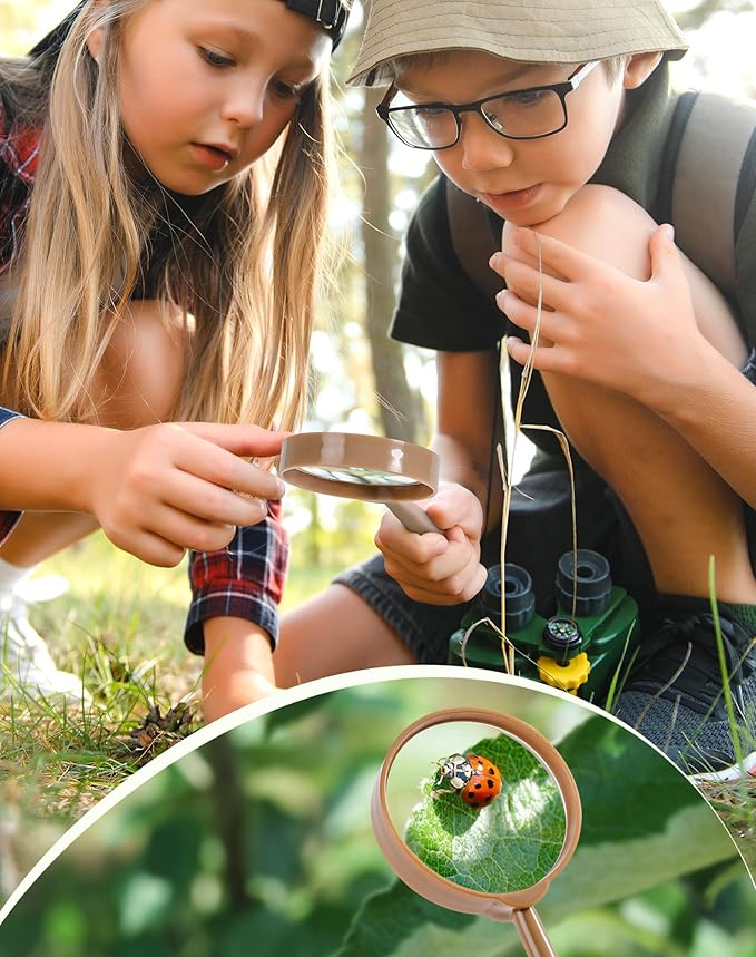 ROBUD Dual Kids Explorer Kit, Bug Catcher Kit with Bags Kit, Green Outdoor Exploration Set for Camping, Montessroi Toy for Kids Coming Closer to Nature,WRP29