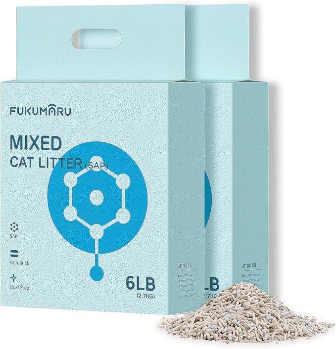 FUKUMARU Tofu Cat Litter, 5.4 kg, Quick Clumping Cat Litter with Super Absorbent Material, Instantly Absorbent, Dust-Free, Low Trace Formation, Rinses in The Toilet, Odour Control