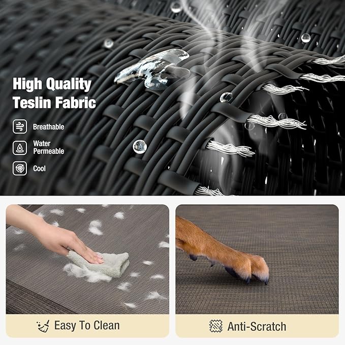 Veehoo Medium Elevated Dog Bed, Guardrail, Non-Slip, Chewproof, Washable & Breathable Teslin Mesh, Brown