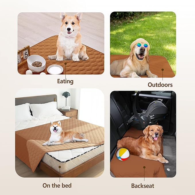 gogobunny 100% Double-Sided Waterproof Dog Bed Cover Pet Blanket Sofa Couch Furniture Protector for Puppy Large Dog Cat, Reversible (82x82 Inch (Pack of 1), Dark Pumpkin/Light Pumpkin)