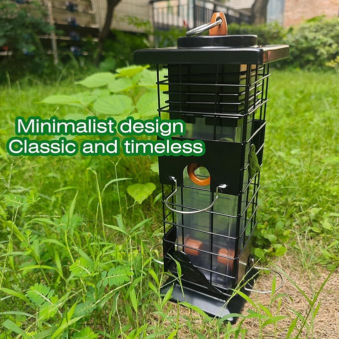 Squirrel Proof Bird Feeders Outdoor Hanging Metal Feeder, 4 Ports for Wild Birds | Weather-Resistant, 2.5 LB Capacity, Ideal for Family Yards & Gardens