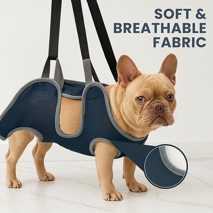 Pet Grooming Hammock Kit for Dogs & Cats - Includes Hammock Harness, Nail Clippers, Nail File, Grooming Glove, Dematting Comb, S-Hooks, Carabiners & Storage Bag for Easy Home Grooming Large (93ร56) cm