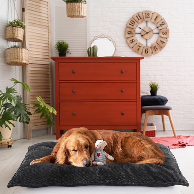 MABOZOO Dog Bed, Indestructible Chew Proof Pet Bed Mat, Durable Polyester, Large 35x22 inches, Black, for Aggressive Chewers, Crate Pad, Machine Washable