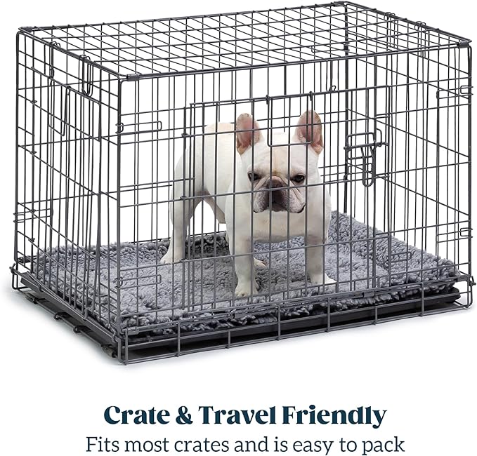 Stoutwool Indestructible Dog Bed - Fluffy Chew Proof Dog Crate Pad - Tough Kennel Pad for Aggressive Chewers - Ideal for Extra Small Breeds & Fits 22-Inch Crate - 21"x12", Charcoal
