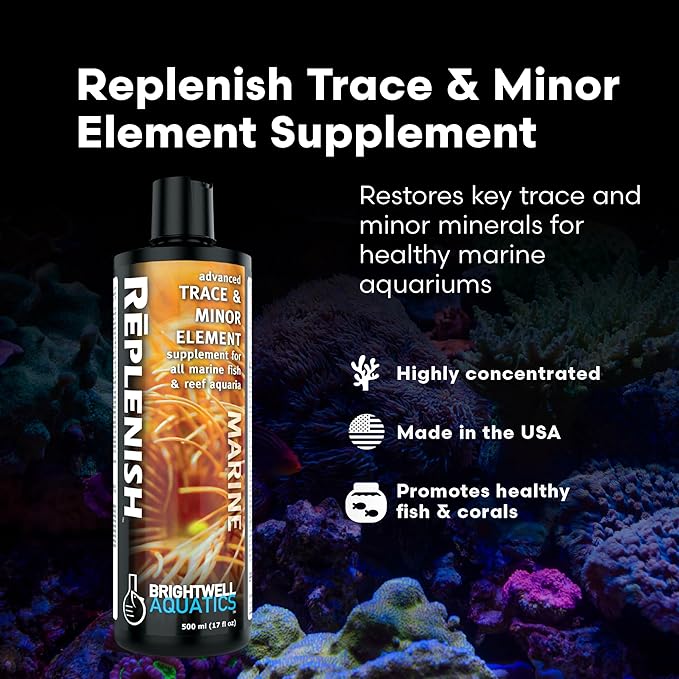 Brightwell Aquatics Rēplenish – Premium Trace & Minor Element Supplement for Marine Aquariums, Supports Healthy Fish, Corals, and Invertebrates, 125 ml