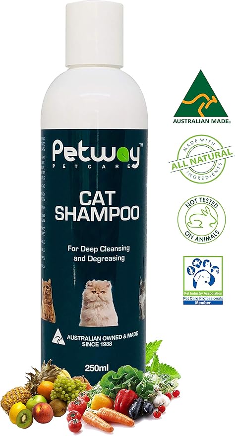 Petway Petcare Cat Shampoo - Natural Pet Dandruff Shampoo, pH Balanced Shampoo with Plant Derived Surfactant, Free of DEA, Phosphates, Parabens & Enzymes, Removes Excess Oil, Dirt and Dandruff - 1 L