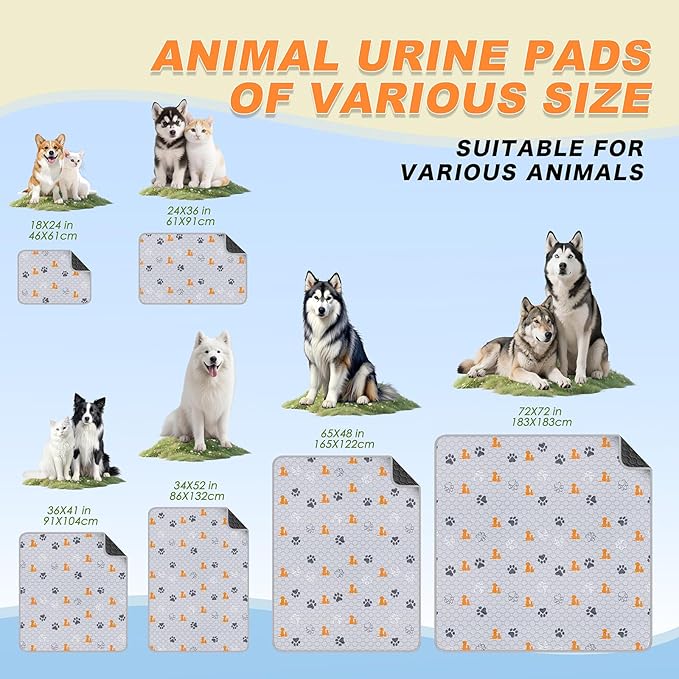 Washable Pee Pads for Dogs, 2 Pack Reusable Puppy Pads, Waterproof Pet Pee Pads for Dog Potty Training, Extra Large Dog Pee Pads for Crate, Playpen, and Whelping, Orange 48"x48"