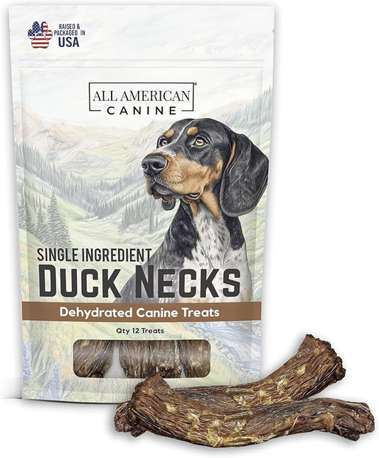 12 Natural Duck Neck Dog Treats – Single Ingredient, Dehydrated & Chewy – Low-Fat, High-Protein Training Reward – Made in USA