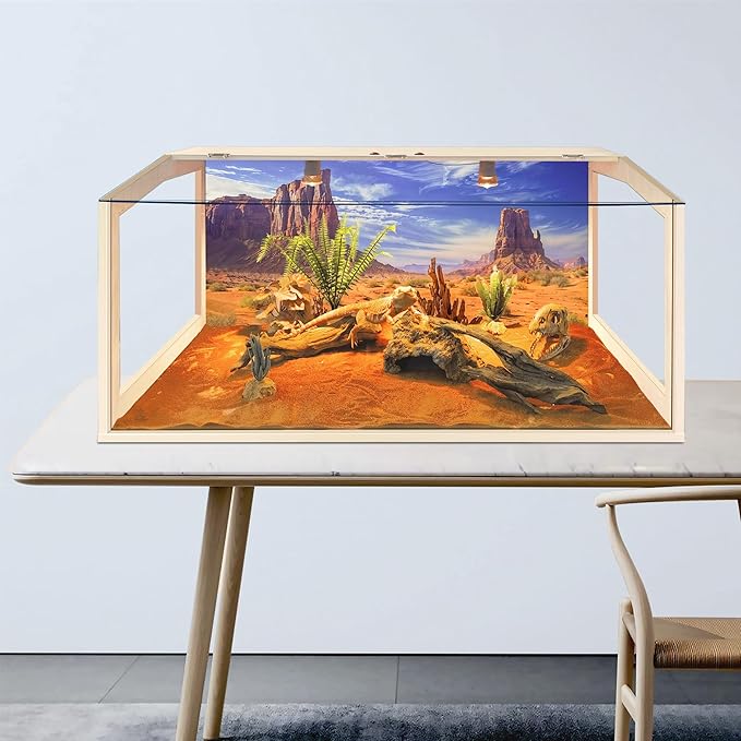 PROLEE Bearded Dragon Tank,Lizard Tank with Clear Tempered Glass Roof,Anti-Scratch Reptile Enclosure, Snake Tank and Reptile Tank,Built-in Light Fixtures with Switch (34 Gallon)