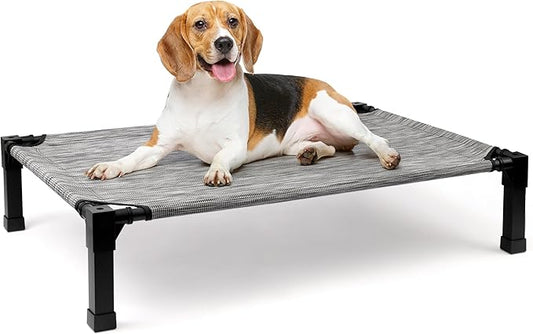 Heeyoo Elevated Dog Bed, Cooling Raised Pet Cot with Chew Proof Washable Breathable Mesh and Metal Frame, Portable Dog Cot Bed with No-Slip Feet for Outdoor or Indoor Use