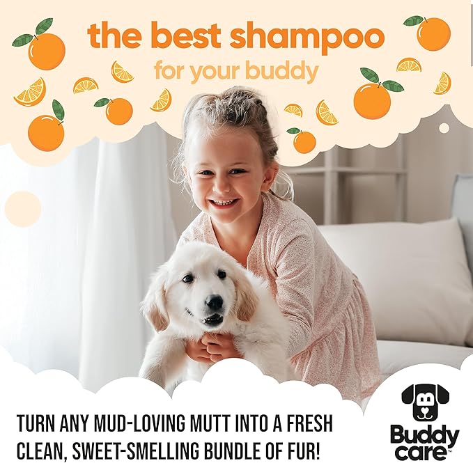 Orange Dog Shampoo by Buddycare | Deep Cleansing Shampoo for Dogs | Orange Scented | with Aloe Vera and Pro Vitamin B5 (16.9oz)