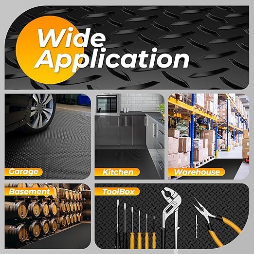 7.8 x 18 FT Garage Floor Mats for Under Car, 2.8mm Thickened Rubber Garage Flooring Roll, M Size 140.4 SQFT Garage Car Mat for Mid-Size SUVs, Sports Car, Black