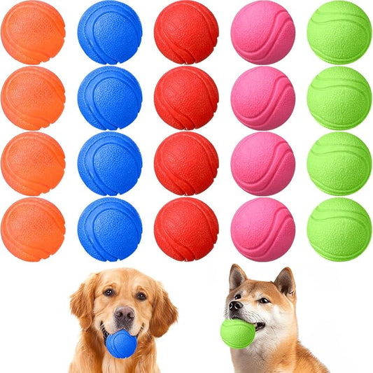 Jenaai 20 Pcs Indestructible Dog Toy Balls for Aggressive Chewers Chew Resistant Solid Rubber Bouncy Ball for Teeth Cleaning, 2in/5cm Diameter