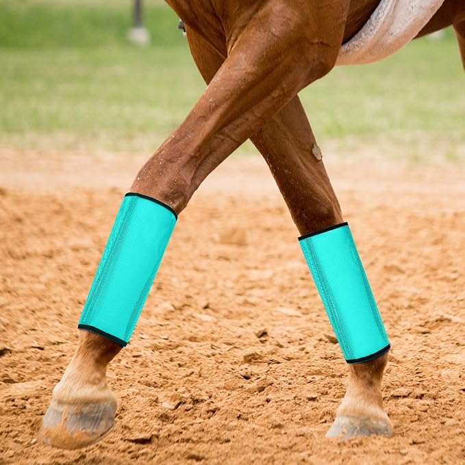 Jexine 12 Fly Boots for Horse Set of 12 Loose Breathable Mesh Horse Fly Sheets Protective Horse Leg Wraps Leggings for Preventing Flies and Mosquitoes Bites (Green, Purple, Yellow)