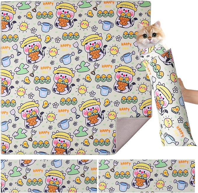 Cat Wrap for Grooming,Cat Wrap for Cutting Nails,Self-Adherent Soft Cat Blanket,Restrain The Cat to Keep Calm,Anti-Bite, Anti-Scratch, Wrap Anti-Escape Grooming Bags for Cats (Within 9lbs)