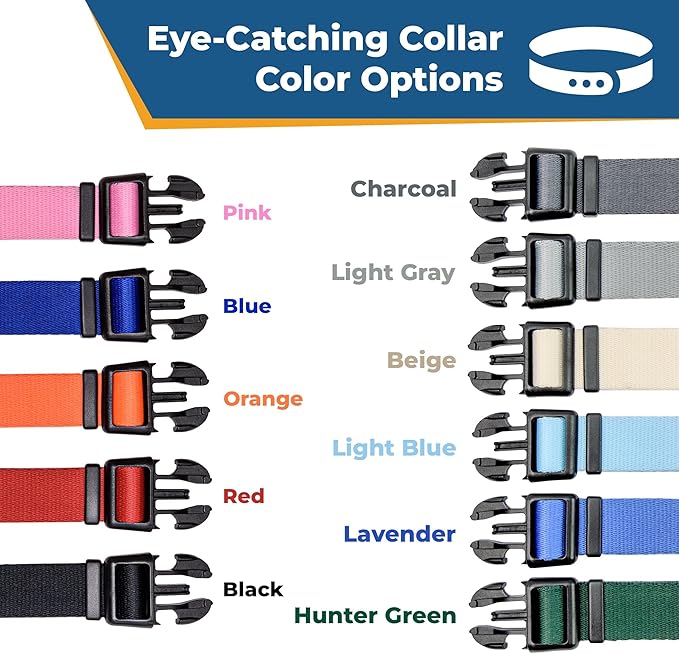 GoTags Personalized Dog Collar with Nameplate, Adjustable Dog Collar with Custom Engraved Slide On Pet ID Tag in Stainless Steel, Silent, No Noise Dog Tag (Lavender, Small)