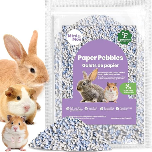 mini&moe Rabbit Bedding Guinea Pig Bedding Paper Pellet Bedding: Odor Control & Moisture Absorbent Natural Paper Pellet Bedding - for Small Animal Guinea Pigs, Rabbits,Hamsters Bedding 3.96lb