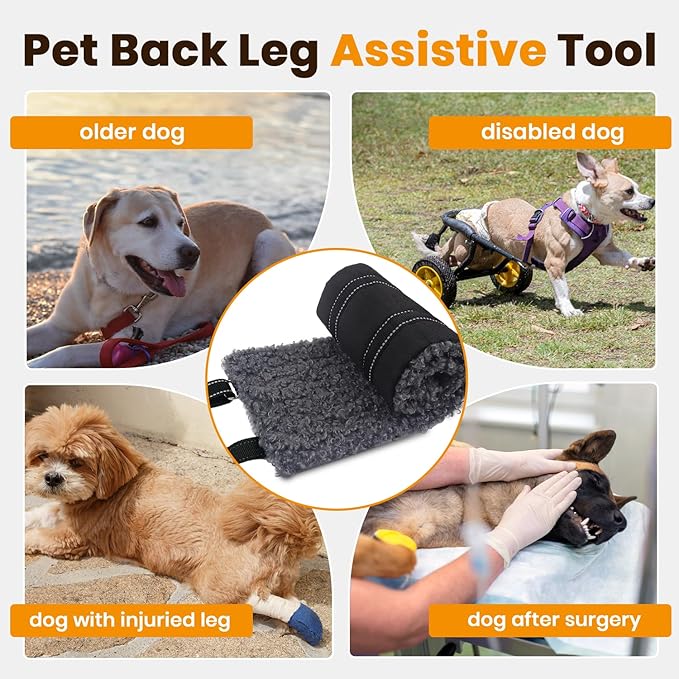 Portable Dog Lift Harness, Thickened Lambswool Dog Lift Harness for Hind Leg, Hip Support Harness Helps Elderly, Injured, After Surgery (Medium)