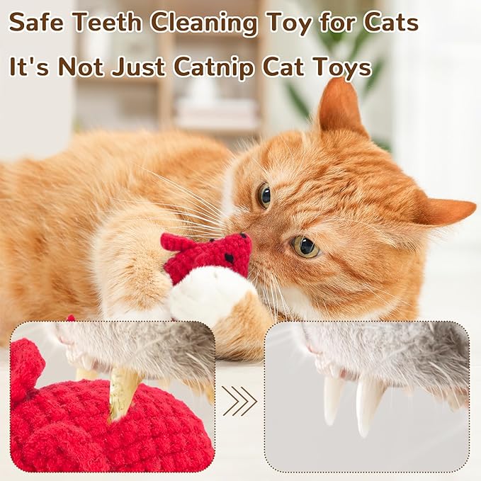 Retro Shaw Catnip Toys Crochet Mouse, 6 Pcs Yarn Cat Nip Mice Safe Teeth Cleaning Chew Toy for Indoor Kittens Kitty, Interactive Catnip Cat Kicker Toys