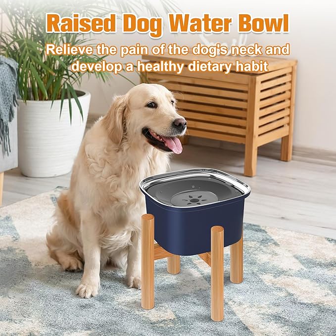 Decflow 3L Elevated Dog Water Bowl, Stainless Steel Raised Food Dispenser with Stand, Large Capacity No Spill Dog Water Bowl for Small, Medium and Large Dogs