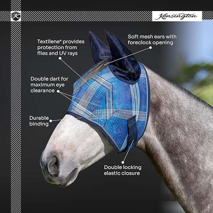 Kensington Signature Fly Mask w/Web Trim Soft Mesh Ears & Forelock Opening Size: XL-Lrg.Horse Color: 165 - Merlot