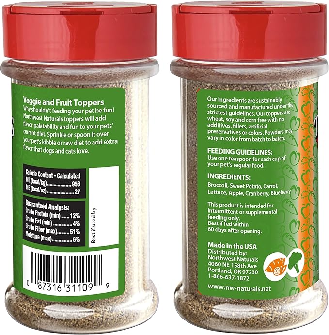 Northwest Naturals Freeze-Dried Veggie & Fruit Functional Topper - for Dogs & Cats - Healthy, Limited, Human Grade Ingredients, All Natural, Proudly Made in USA, 5 Oz (Pack of 2)