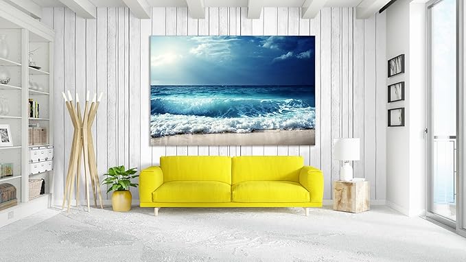 Nature Wall Art Prints - Ocean Forest Mountain Lake Canvas Landscapes - Small to Extra Large Living Room Bedroom Kitchen Bathroom Décor (Summer Ocean Beach, 24L" x 36W")