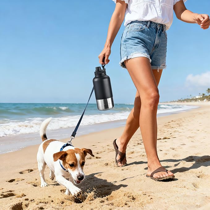 32oz Insulated Dog Water Bottle with 2 Bowls for Small Dogs