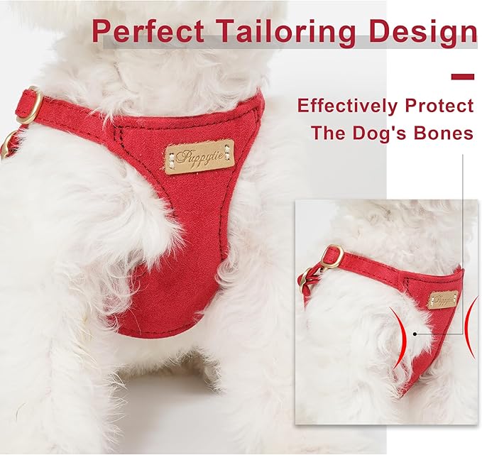 Puppytie No Pull xs Dog Harness with Multifunction Dog Leash,Soft Adjustable No Choke Escape Proof Pet Harness Vest,red-Camellia,XS