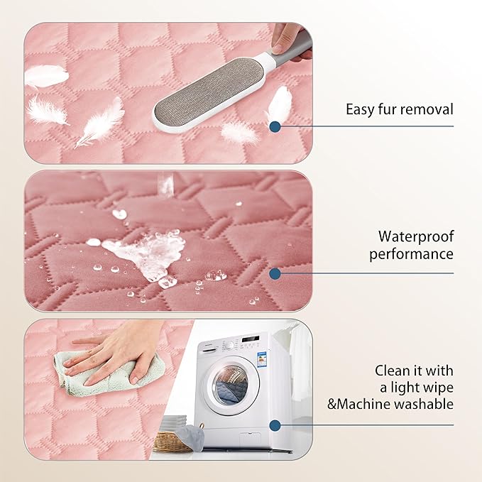 gogobunny 3X Stronger Waterproof Pet Blanket, Scratch Proof Furniture Protector for Dogs Cats, Reversible Cover 52x82 Inch, Dark Pink/Light Pink