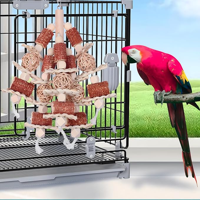 Bird Toys, Natural Corn Stick Parrot Toys Hanging in Bird Cages,for Small and Medium-Sized Macaws,African Grey,Cockatoos,Cockatiel,Sun Conure,Amazon Parrots