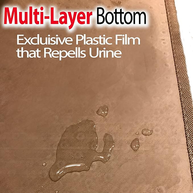 iPrimio Large Cat Litter Trapper Mat w/ Urine/Waterproof Layer - Larger Holes w/ Urine Puppy Pad Option - Cat Litter Mat, Light and Soft (Brown Color)