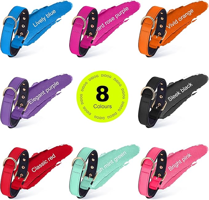Didog Soft Padded Dog Collars for Small Dogs, Lightweight and Breathable Dog Collar with Metal Buckle for Puppy, Rose Purple, S