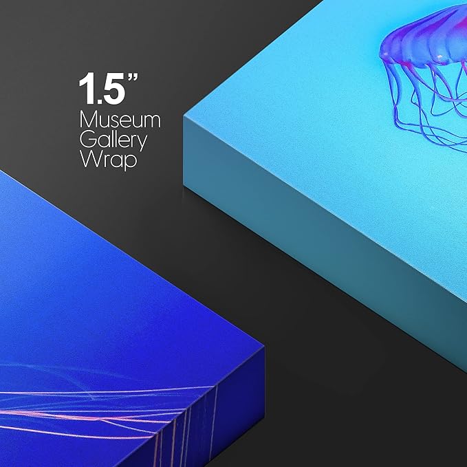 wall26 Canvas Print Wall Art Vibrant Neon Blue Pink Jellyfish Deep Sea Nature Animals Photography Realism Rustic Scenic Landscape Wilderness Earth Colorful for Living Room, Bedroom, Office - 24"x36"