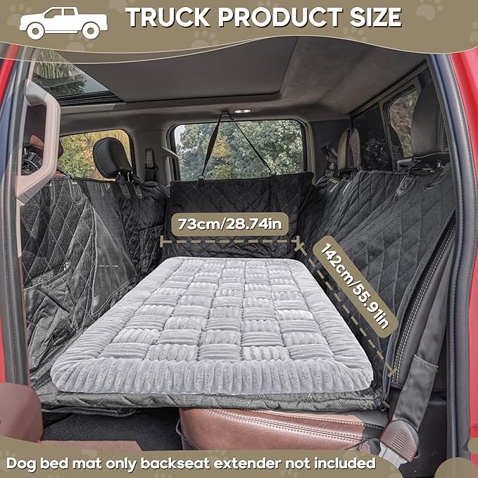 Dog Car Bed Mat, Non-Slip Backseat Extender Pet Blanket, Plaid Dog Bed for Trucks, Sedans & Large SUVs, Chew-Resistant Travel Pad for Dogs, Easy Clean & Scratch-Proof & Comfort(56"x28.7" Light Gray