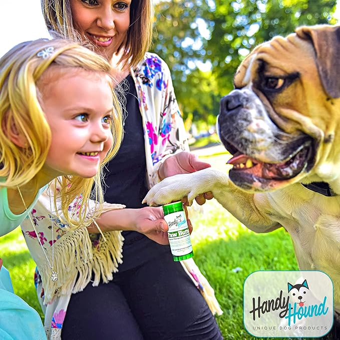 Handy Hound Dog Paw Balm - Paw Butter – Ultimate Dog Paw Protector & Dry Skin Treatment - Nourishing Paw, Nose & Dry Skin Soother - Lick-Safe Paw Balm Dogs Trust - Made in The USA - 2 oz