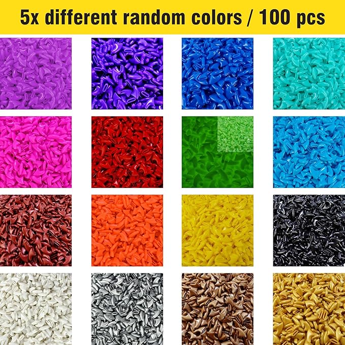 zetpo Cat Nail Caps | Cat Claw Covers | with Adhesives and Applicators (S, 5X Solid Random Colors | 100 pcs)