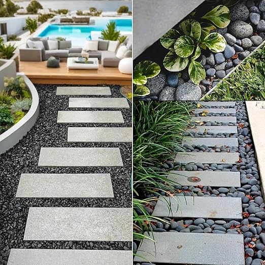 5 lbs Natural Mexican Beach Pebbles, 1-2 Inch Large River Rocks for Plants and Landscaping, Decorative Stone for Fish Tank Aquarium Fountain Garden Paving Walkways Pathways Backyard, Grey
