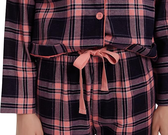 GLOBAL Flannel Pajamas for Women 2-Piece Comfy and Cozy Flannel Pj Set Cotton Loungwear