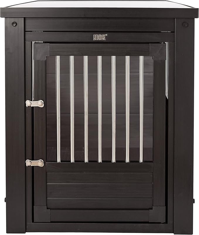 New Age Pet ECOFLEX Dog Crate End Table - Furniture-Style Pet Crate for Crate Trained Dogs - Stainless Steel Tubing & a Latched Closure - 10 Year Manufacturer's Warranty.