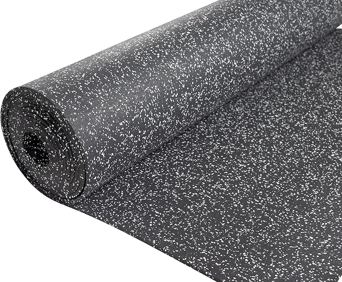 Playsafer Genaflex Rubber Gym Floor Mat, Heavy Duty Commercial Protective Gym Flooring Roll - 8mm Thick (4' X 6', 15% Grey)